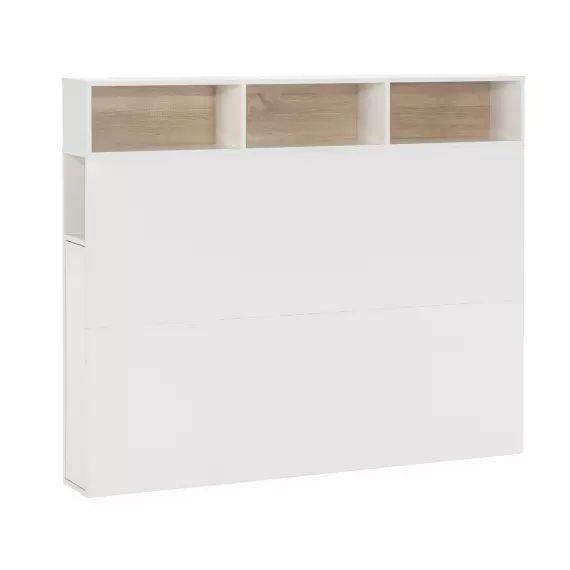 Tête de lit 145 cm blanc, 2 portes 9 trous