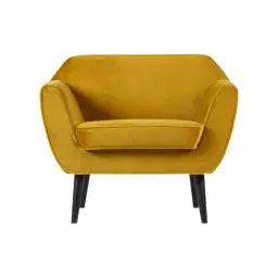 Fauteuil en velours ocre