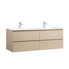 Meuble de salle de bain avec vasque effet bois clair