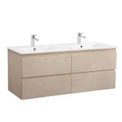 Meuble de salle de bain avec vasque effet bois clair