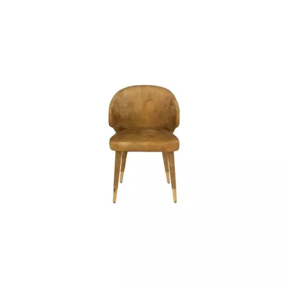 Chaise design de repas en velours ocre