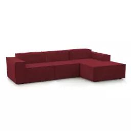 Canapé d’angle 3 places en tissu rouge