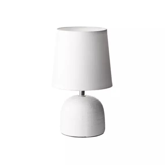 Lampe à poser ronde céramique blanche effet naturel – 16x16x27.5cm