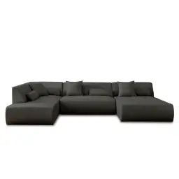 Canapé modulable 7 places angle gauche en tissu gris foncé