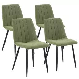Pack 4 chaises recouvertes de tissu vert