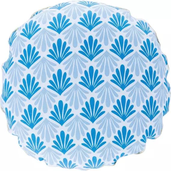 Coussin rond d&rsquo;extérieur en coton 43cm Ø Bleu