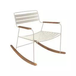 Rocking chair Surprising en Métal, Teck – Couleur Gris – 69 x 89 x 76 cm – Designer Harald Guggenbichler