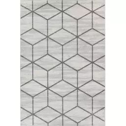 Tapis Géométrique – Blanc et Gris – 120x170cm