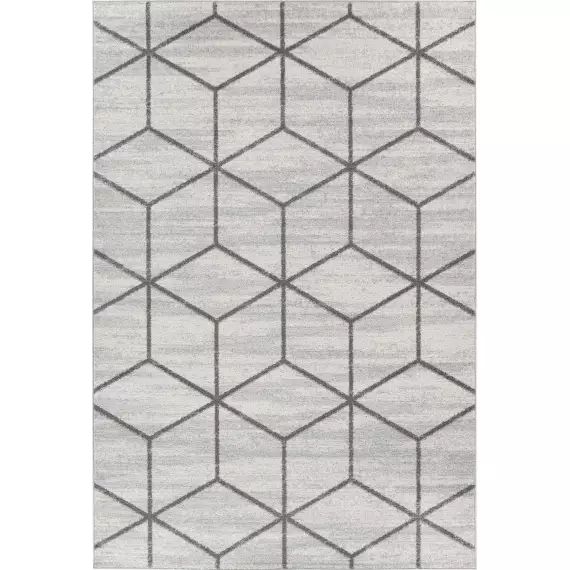 Tapis Géométrique – Blanc et Gris – 120x170cm