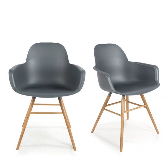 2 fauteuils de table en résine gris anthracite