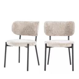 Oasis – Lot de 2 chaises en chenille et métal – Couleur – Taupe