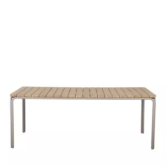 Nurr – Table à manger de jardin en bois d’acacia 200cm – Couleur – Bois clair