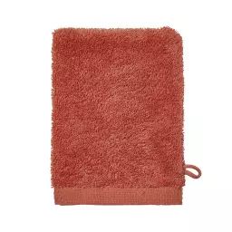 Gant de toilette en coton rouge rooibos 16×21