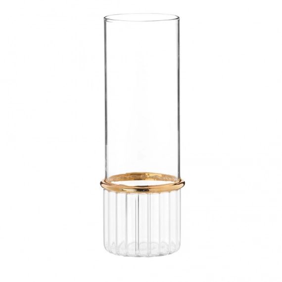 Vase en verre et cercle doré H20