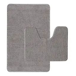 Lot de 2 tapis de bain polyester 50x80cm + contour gris
