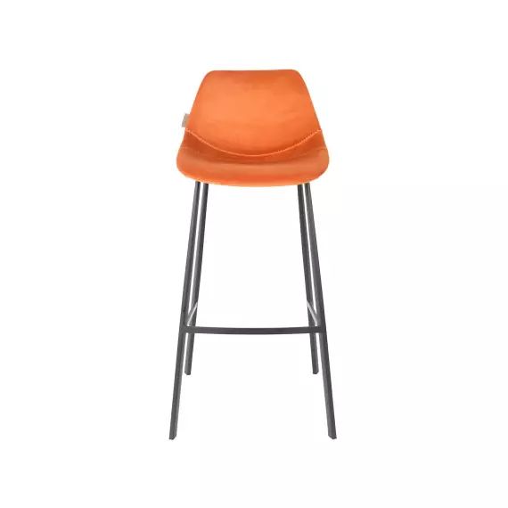 Tabouret de bar en velours orange