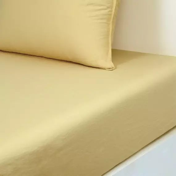 Drap housse en satin de coton lavé raphia 140 x 200 cm