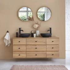 Meuble de salle de bain en bois de chêne 140
