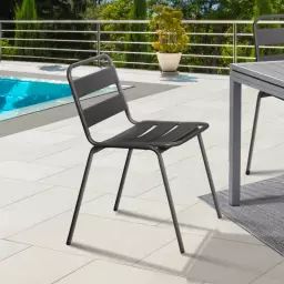 Lot de 6 chaises de jardin empilables en acier gris anthracite