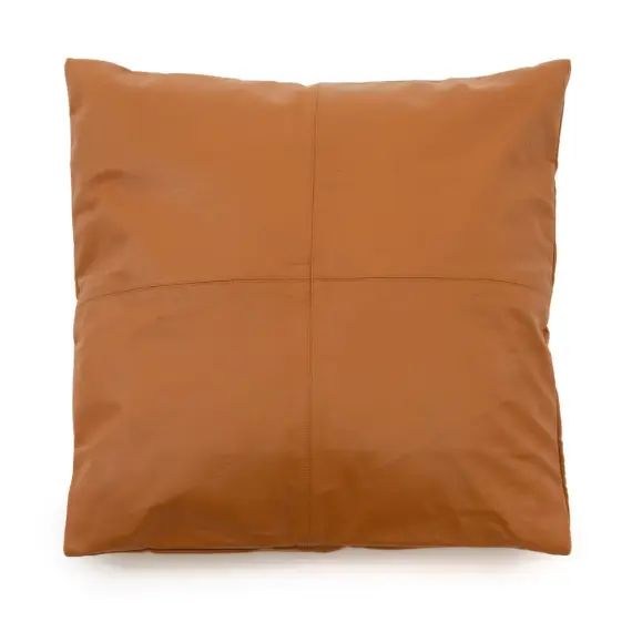 Housse de coussin en cuir chameau 60×60