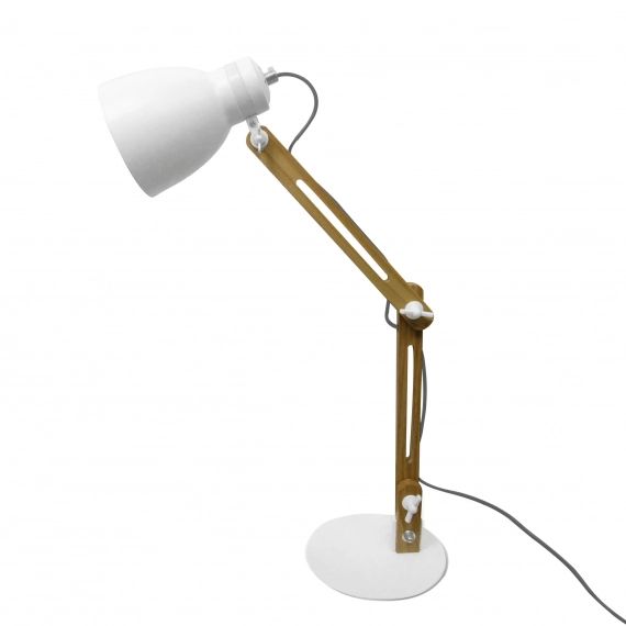 Lampe de bureau articulée tête en métal blanc