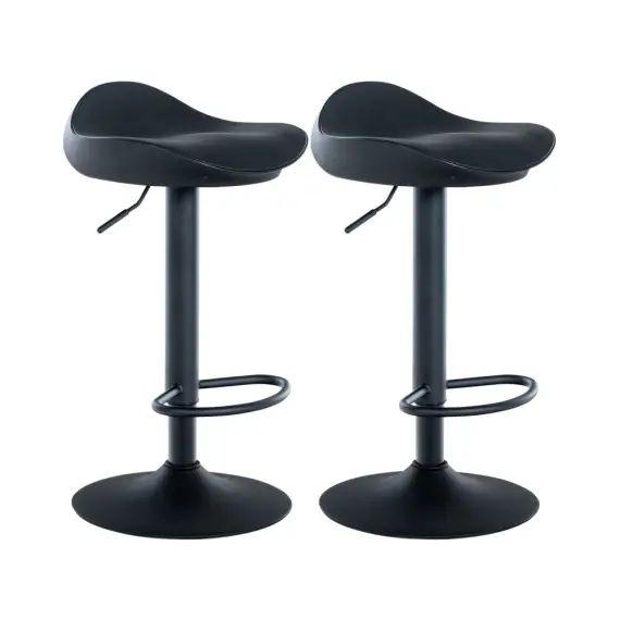 Lot de 2 tabourets de bar ajustables pivotants similicuir Noir