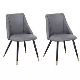 Lot de 2 chaises de salle à manger scandinave cuir synthétique gris