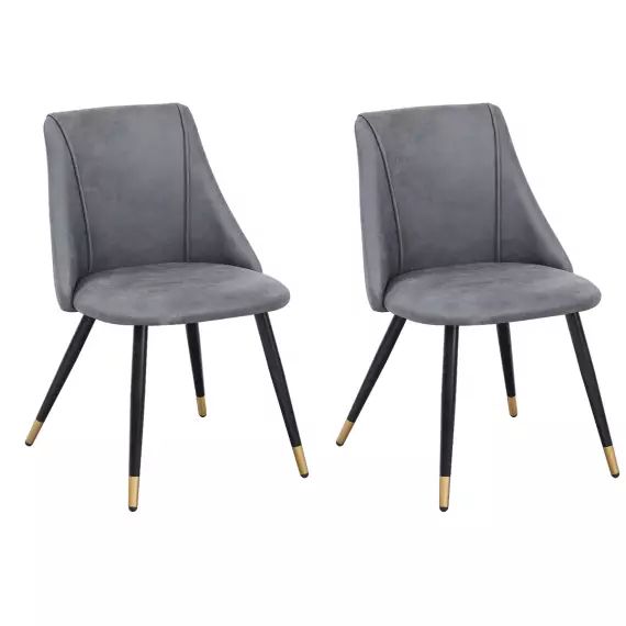 Lot de 2 chaises de salle à manger scandinave cuir synthétique gris