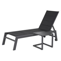 Transat et table en textilène noir aluminium anthracite