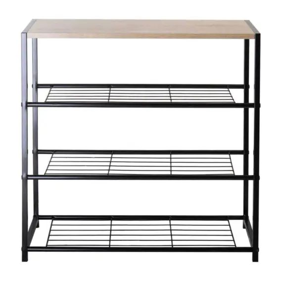 Etagère à chaussures 4 niveaux en acier – Marron