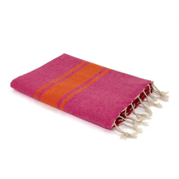 Fouta bicolore 100×200 Rose fuschia et orange