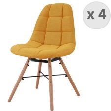 Chaise scandinave tissu curry pieds hêtre (x4)