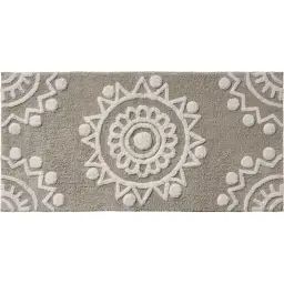 Tapis de bain fantaisie 60x120cm coton Taupe Pondichery