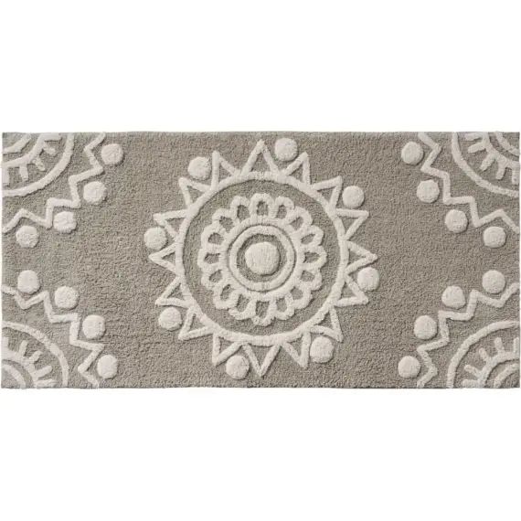 Tapis de bain fantaisie 60x120cm coton Taupe Pondichery