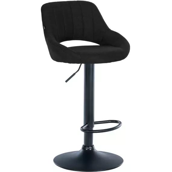 Tabouret de bar en tissu ajustable pivotant tissu Noir