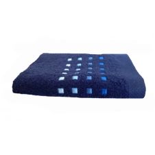 Drap de bain uni en 100% coton bleu 100×150