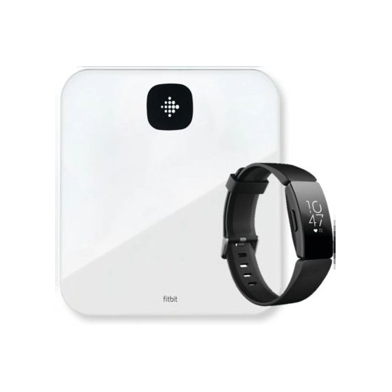 Pèse personne connecté Fitbit ARIA AIR blanche+Montre INSPIRE HR noir