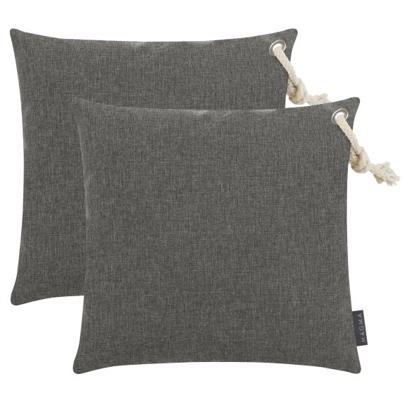 Housses de coussin extérieur avec corde anthracite – Lot de 2 – 40×40