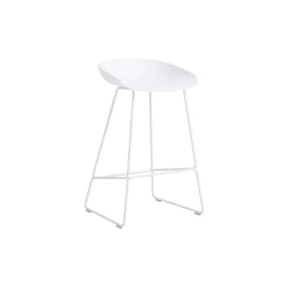 Tabouret de bar About a stool en Plastique, Polypropylène recyclé – Couleur Blanc – 47 x 45 x 76 cm – Designer Hee Welling