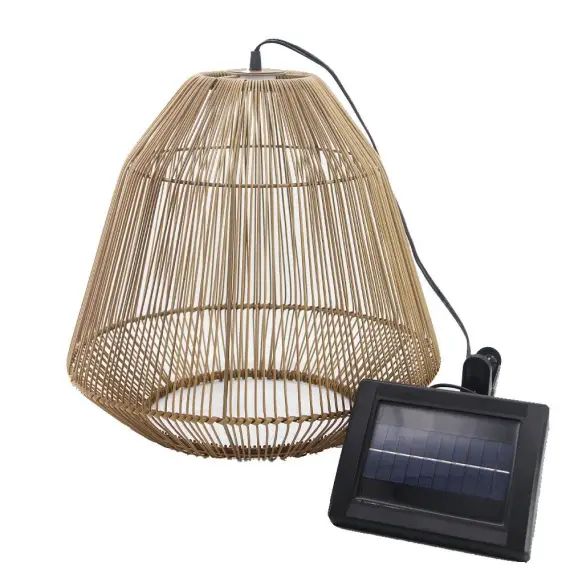 Suspension solaire bohème Polyrotin Marron H39cm