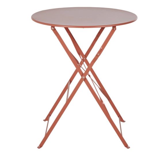 Table de jardin ronde pliante en acier terracotta 2 personnes D60