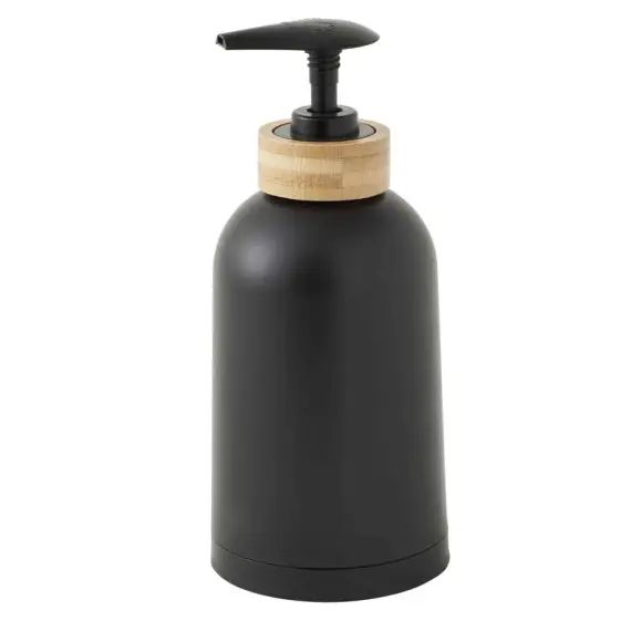 Distributeur de savon en plastique et bambou noir