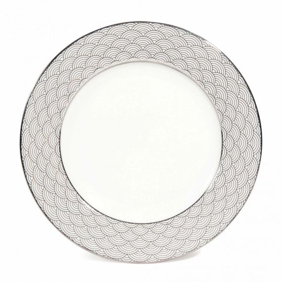 Assiette plate motif vagues en porcelaine D 28 cm MILADY