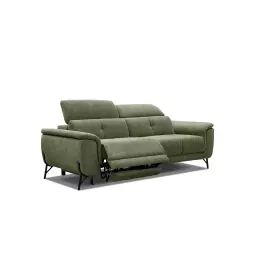 Canapé droit 3 places avec relax électrique à gauche tissu vert