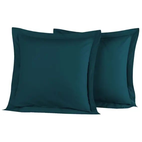 Lot de 2 taies d&rsquo;oreiller unie percale e Petrol 65×65