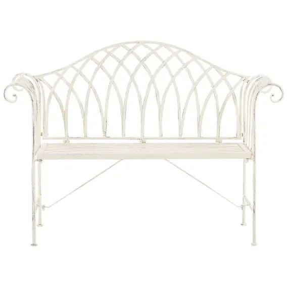 Banc de jardin en acier blanc 130 cm
