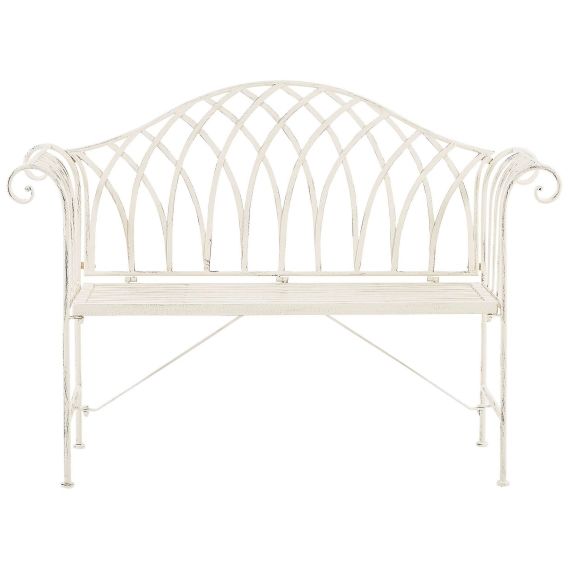 Banc de jardin en acier blanc 130 cm