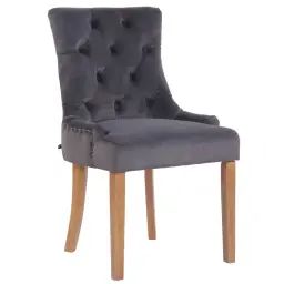 Chaise de salle à manger matelassée en velours Gris foncé