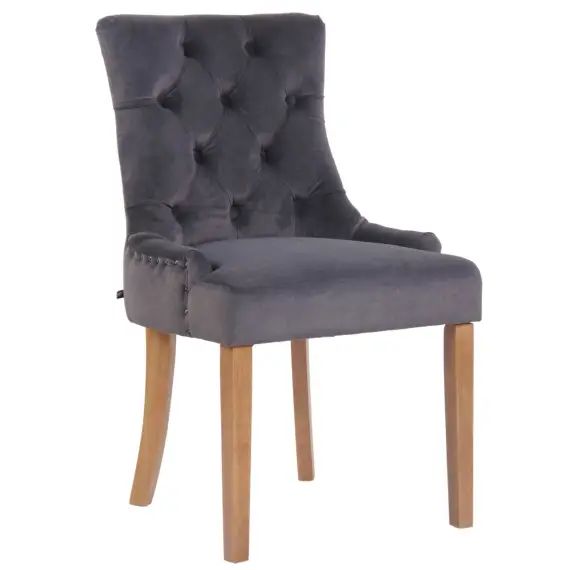 Chaise de salle à manger matelassée en velours Gris foncé