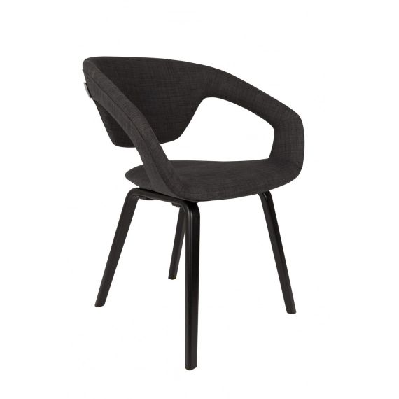 Chaise design tissu Anthracite/noir